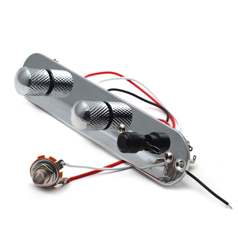 SAPHUE Guitar Control Plate Loaded Chrome/Nickel with 3 Way Switch 500K Tone and Volume Knob Prewired Screws Output Jack for Fender Tele/Telecaster Gibson Sg Electric Guitar Parts Replacementï¼ˆBlackï¼‰ - Image 1